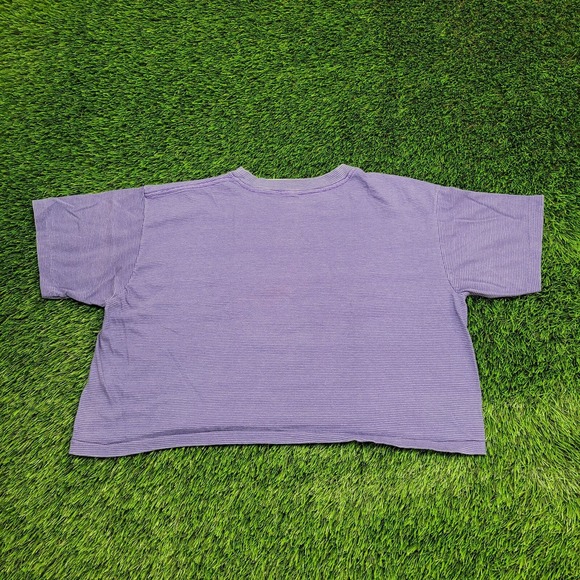 Vintage 90s Cape-Cod Paisley Stripes Cropped Shirt Womens 2XL 24x17 Purple USA - Picture 7 of 11